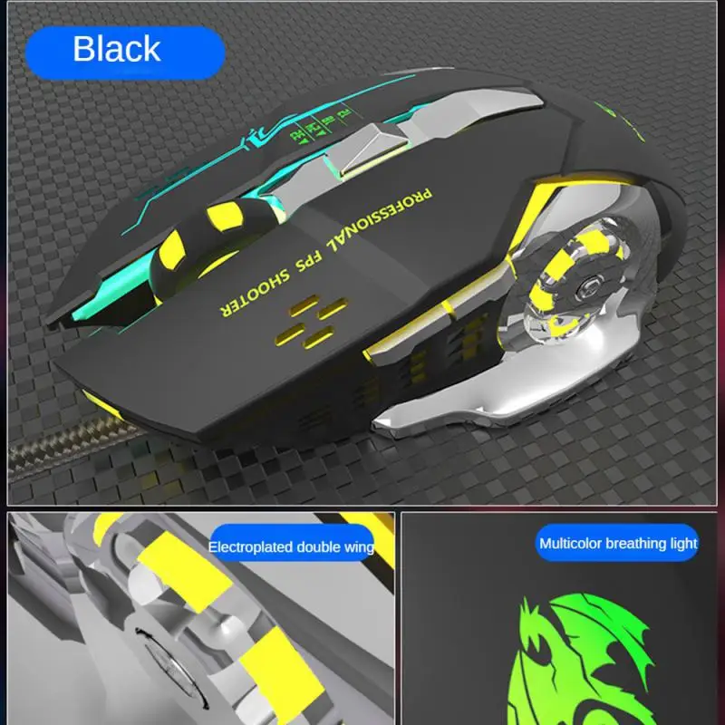 Programming Gaming Mice X6 Silent Click 7-color Breath Light Stable Bottom Plate Ergonomic For Desktop Laptop Wired Mouse