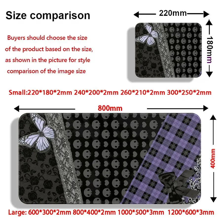 rubber Mouse Pad office Pad Desk accessories Keyboard Mouse Pad Computer Laptop Pad Game Console Pad Plaid Lace Skull Butterfly
