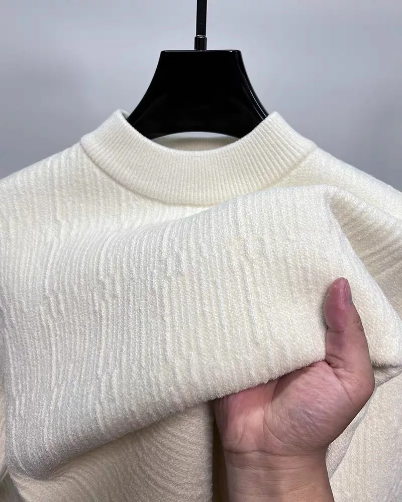 

Light luxury brand men's round neck long sleeve warm knitted sweater autumn winter fashion sailboat embroidered thick pullover