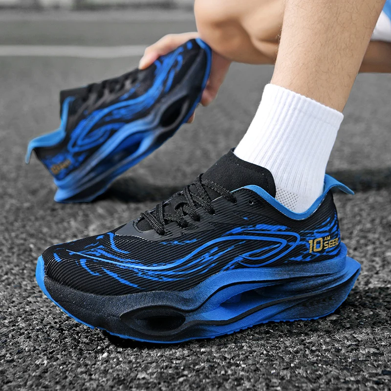 Herren-Freizeitsportschuhe, trendige Laufschuhe mit Tiger-Muster, Sportschuhe mit hohler Dämpfungsoptik, leichte, atmungsaktive Laufschuhe aus Mesh-Material, rutschfest und abriebfest, ideal für Jugendliche, Campus-Marathon-Training und Outdoor-Aktivitäten. – Detail 2