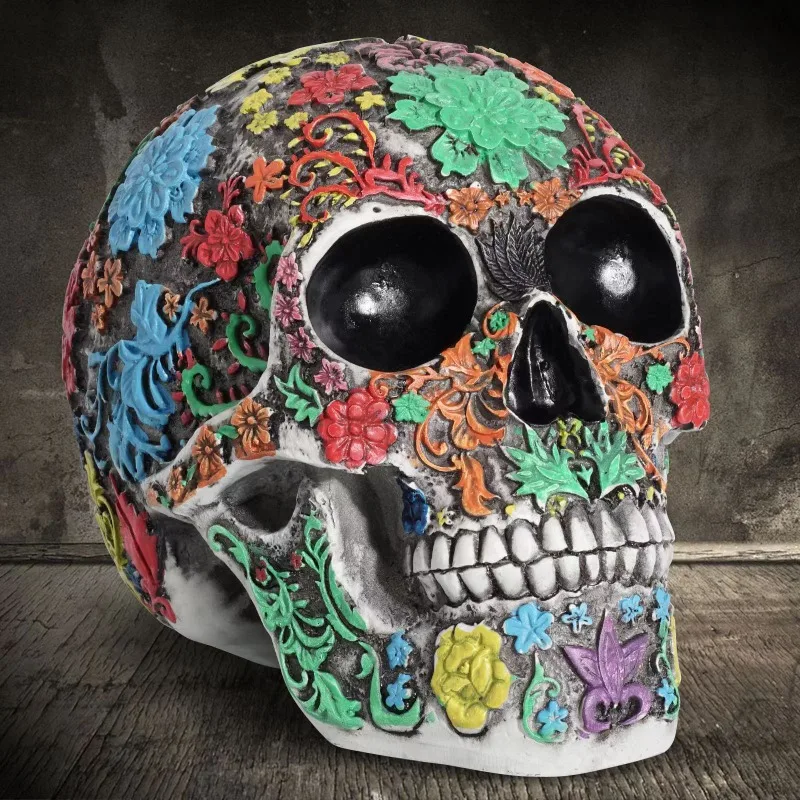Skull Ornament Resin Skull Model Ornaments Halloween Creative Bar Decorative Figurines Miniatures Art Furniture Accessories