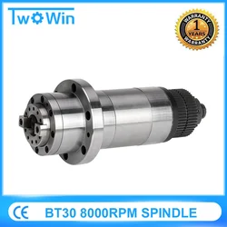 TwoWin CNC Spindle BT30 With Belt Pulley 45 Teeth 90mm For CNC Milling BT30 ATC Petal Clamp+ Disc Spring+Drawbar