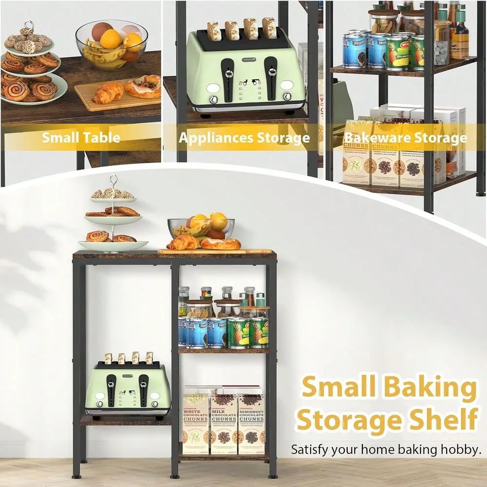 

Microwave Stand,4Tier Adjustable Bakers Rack, Microwave Cart With Storage, Small Coffee Bar Table Appliance Shelf For Living Ro