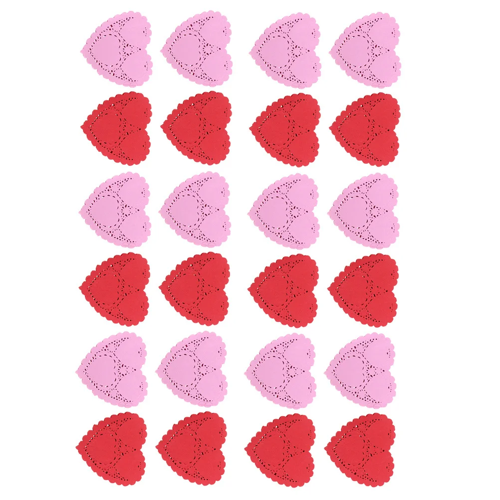 

200 Sheets Heart Shaped Paper Doilies Decorative Cake Mats Lace Food Oil Absorbing Pad Wedding Birthday Party Tableware