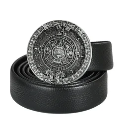 Aztec Solar Calendar Belt Buckle Mayan Civilization Pattern Zinc Alloy Waistband Clasp Leather Craft Men's Jeans Accessories
