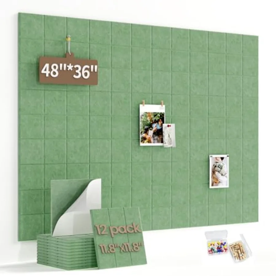 

Large Felt Bulletin Board for Walls: Cork Board Alternative 11.8x11.8 Inch Peel and Stick Pin Board Wall Decor for Home Organiz