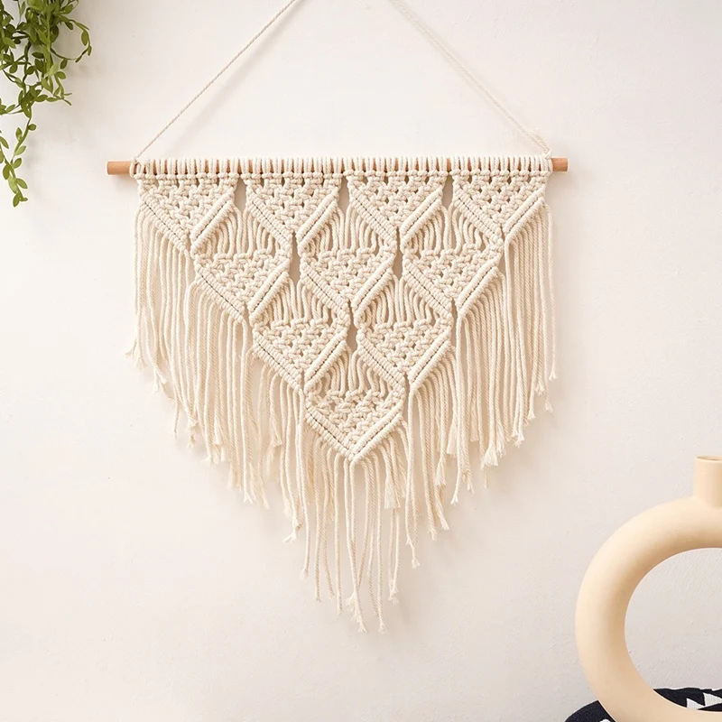 Tapiz de macramé bohemio para colgar en la pared, decoración de arte de pared geométrica hermosa