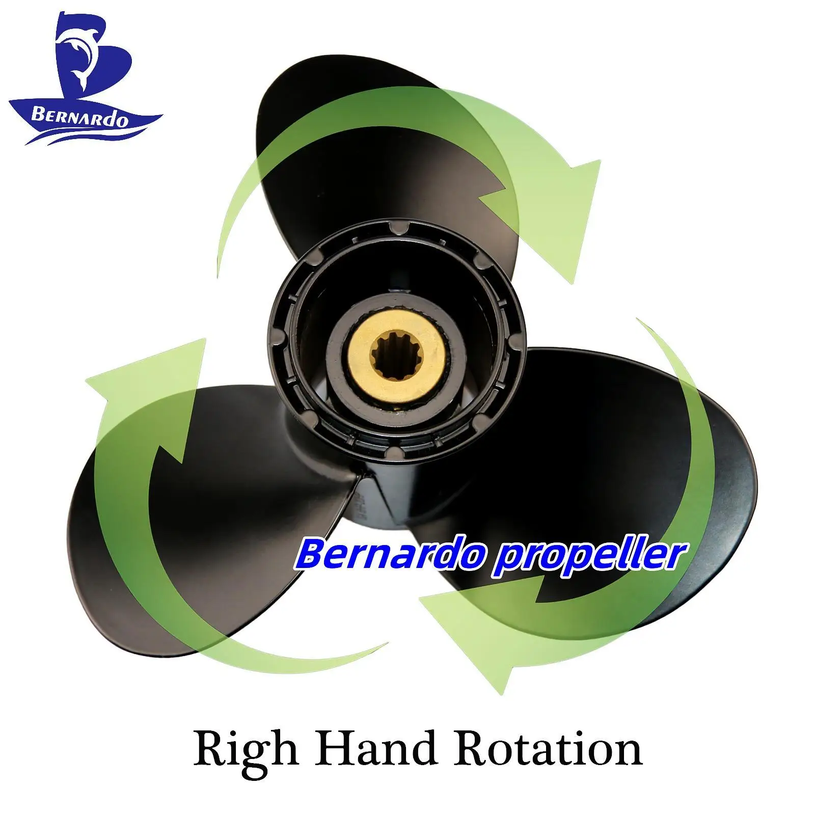 Bernardo Boat Propeller 9 1/4x12 Fit Suzuki Outboard Engines 8 9.9 15 20 HP Motor Aluminum Alloy Screw 3 Blades 10 Tooth Spline