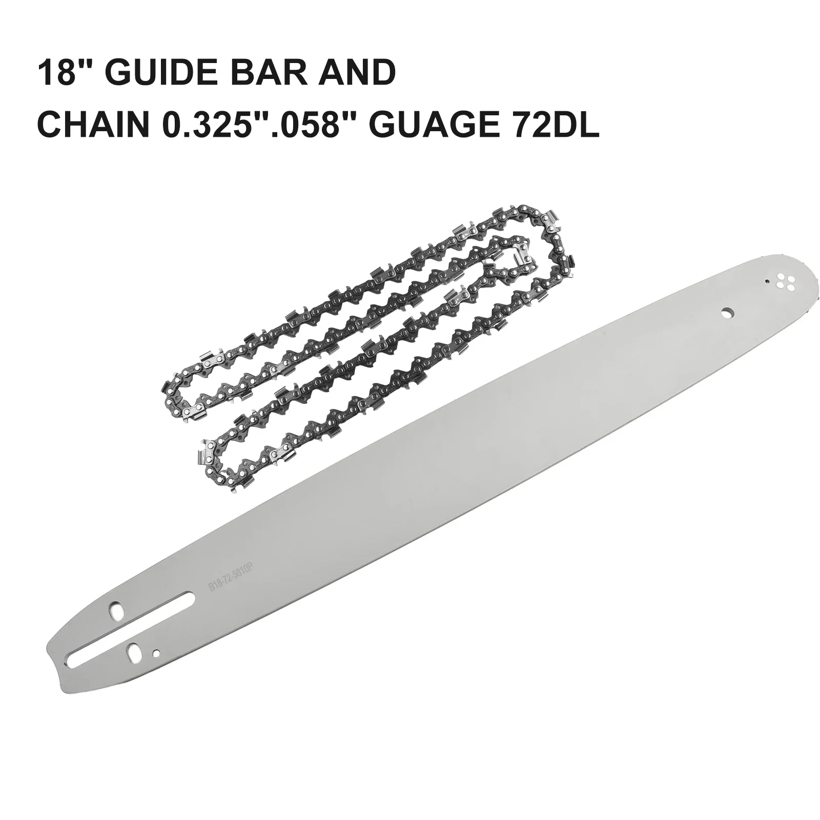 Efficient Replacement 18 Guide Bar+Chain 0 325 058 Guage 72DL For 62CC 58CC 52CC Chainsaw, Enhances Cutting Efficiency