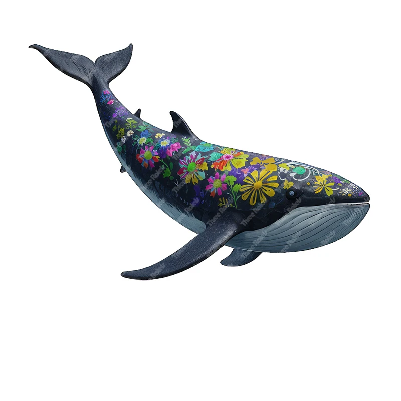 Three Ratels Flower Whale Art Wall Stickers for home Decoration  Car body decals