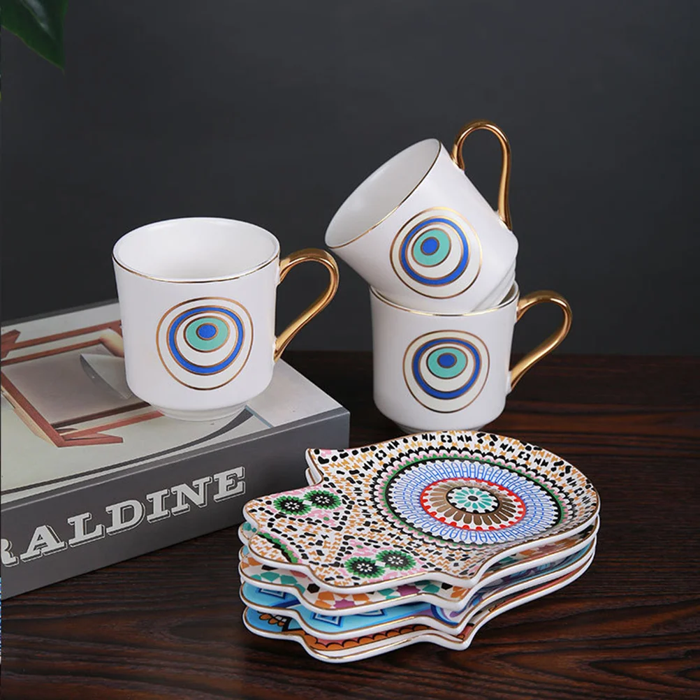 

1Set Vintage Coffee Cup Saucer Ceramic Classic Turkish Coffee Set Elegant Tea Cup Suitable Home Office Hot Drink
