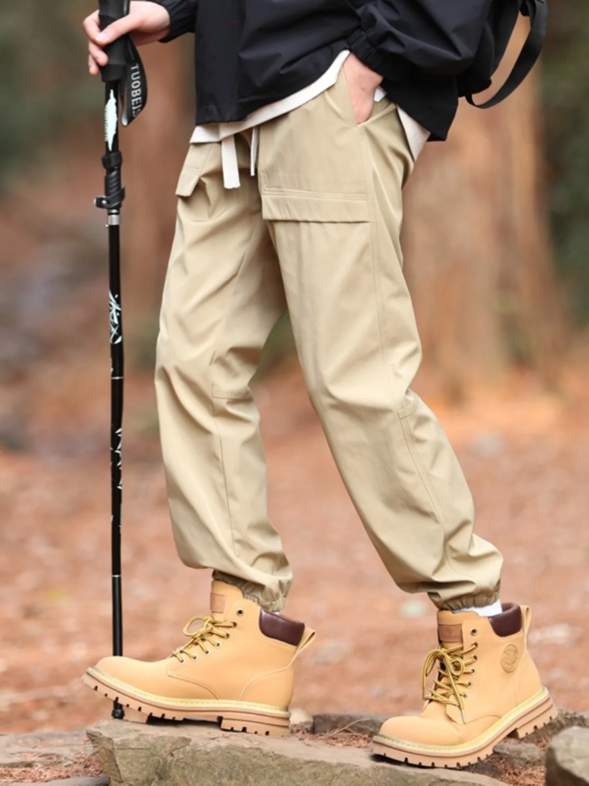 

Профессиональные походные брюки для мужчин, модные рабочие брюки цвета хаки, подходящие для ботинок, весенне-осенние повседневные свободные брюки