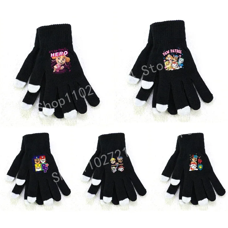 PAW Patrol Children's Five Finger Gloves Cute Cartoon Printed Warm Mittens Kawaii Printed Windproof Outdoor Bicycle Accessories