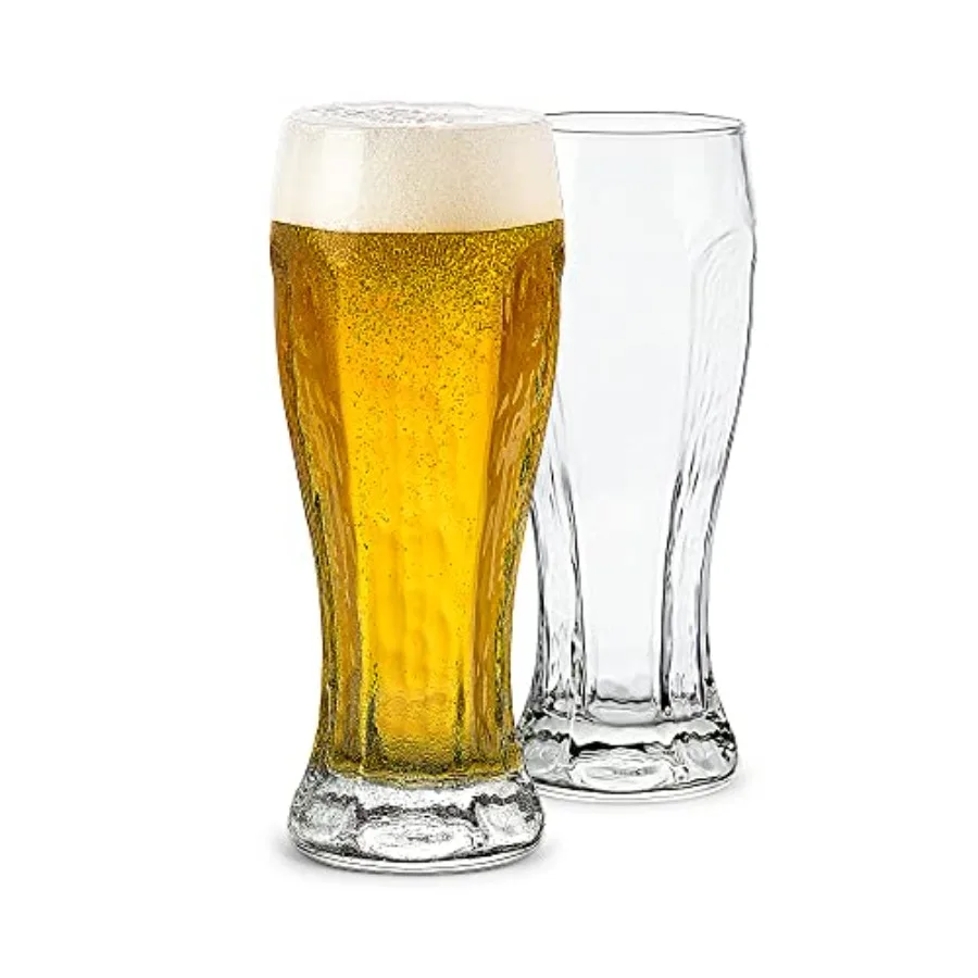 Juego de 2 vasos Pilsner con forma hexagonal, vasos de cerveza de trigo artesanales de cristal de 16oz para LAGER y ALE, diseño de jarrón Weizen sin plomo Prem