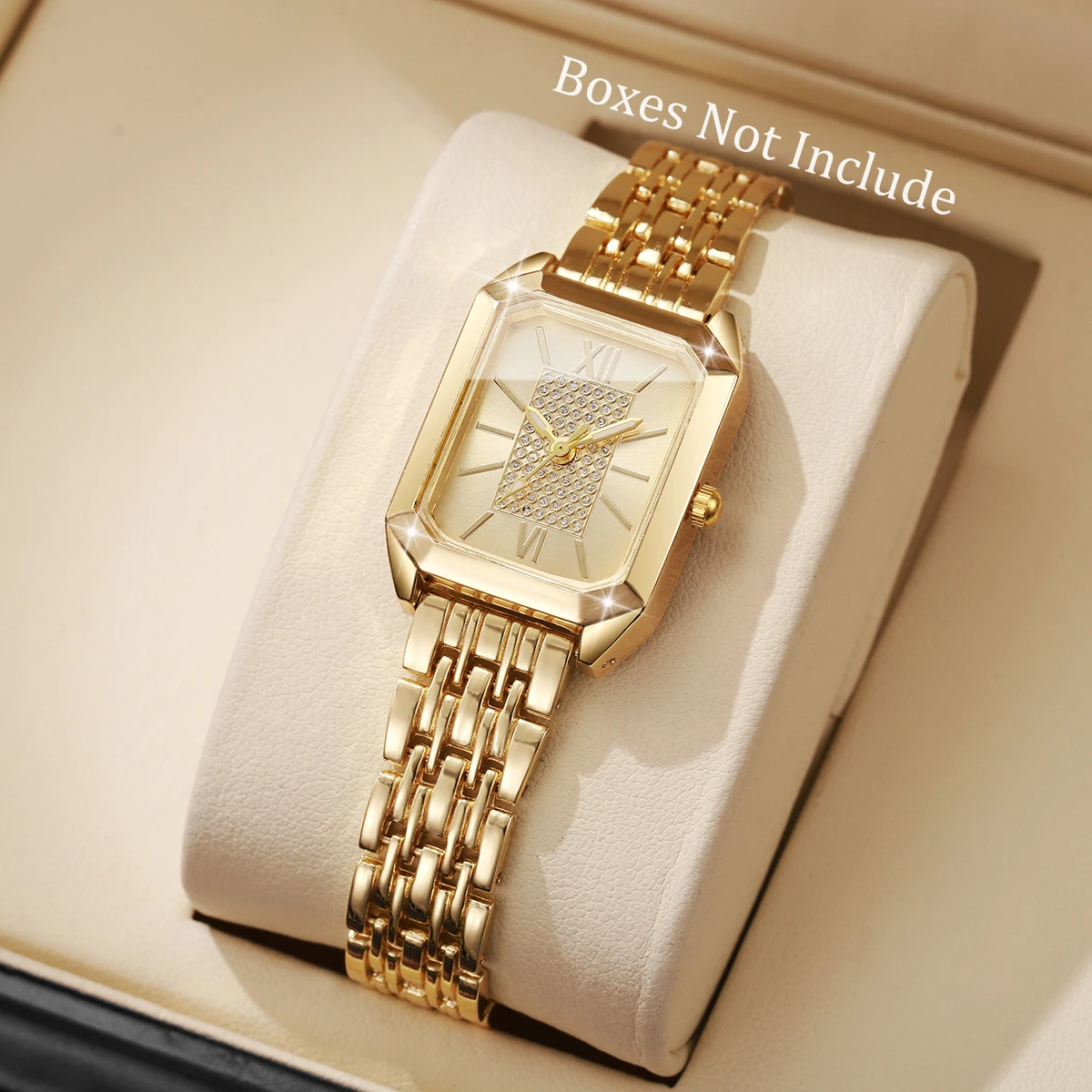 Fashion Rectangle Women Watches Stainless Steel Strap Quartz Wristwatches Reloj Mujer（Without Box）