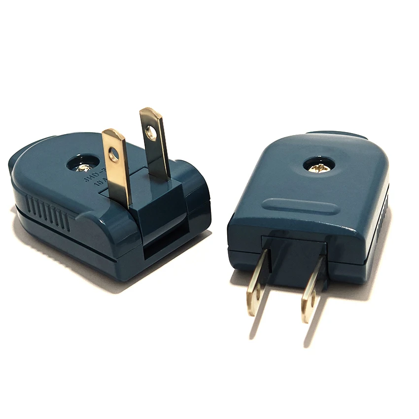 USA American Standard Male Female Wiring Power Plug 90 Degree Rotation 2 Pin 10A 250V Power Extension Cord Rewireable Plug