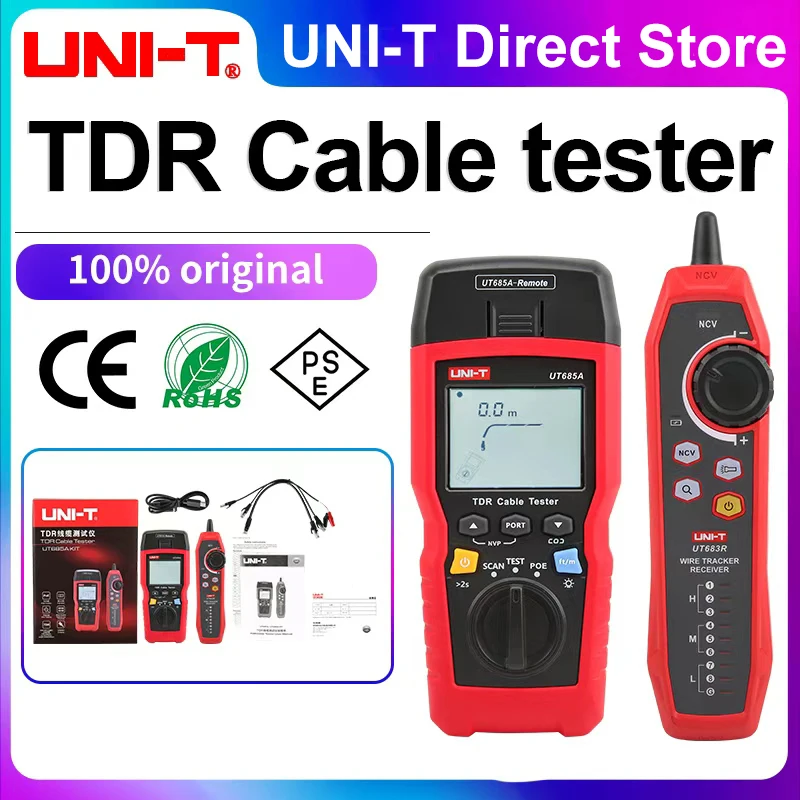UNI-T TDR Cable Tester UT685A KIT Network Cable Locator Wire Tracker Detector LAN Tester for RJ45 RJ11 Line Finder