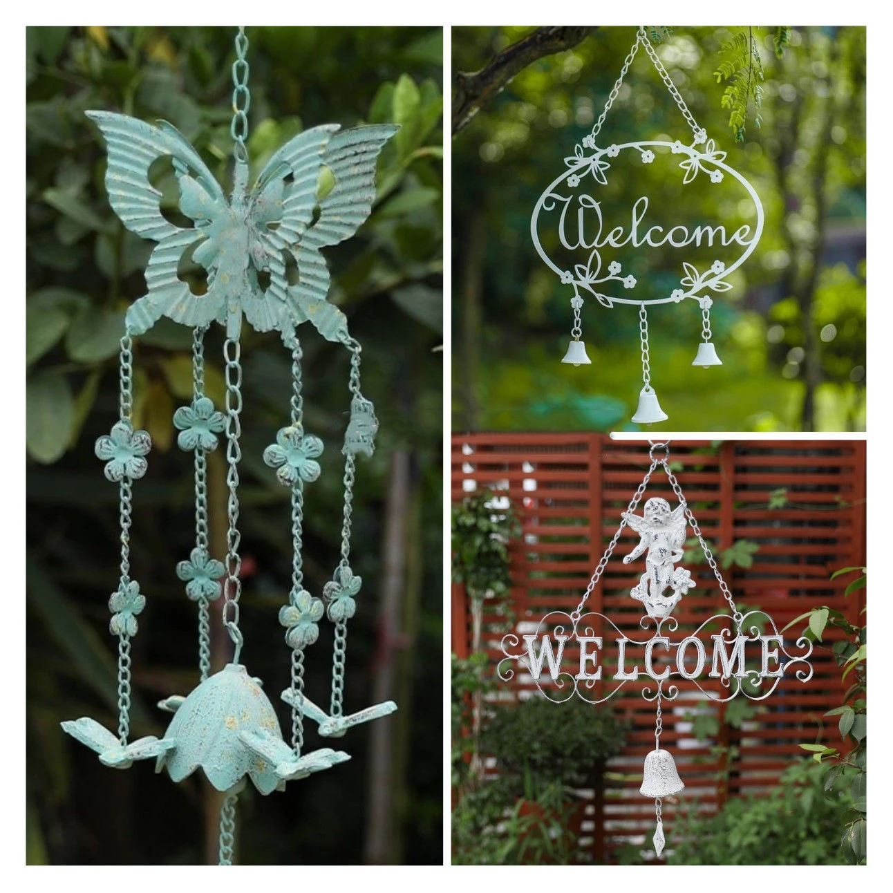 

Wrought Iron Welcome Brand Butterfly Angel Wind Chime Bell Hanging Crafts Outdoor Balcony Decoration Garden Courtyard Ornaments