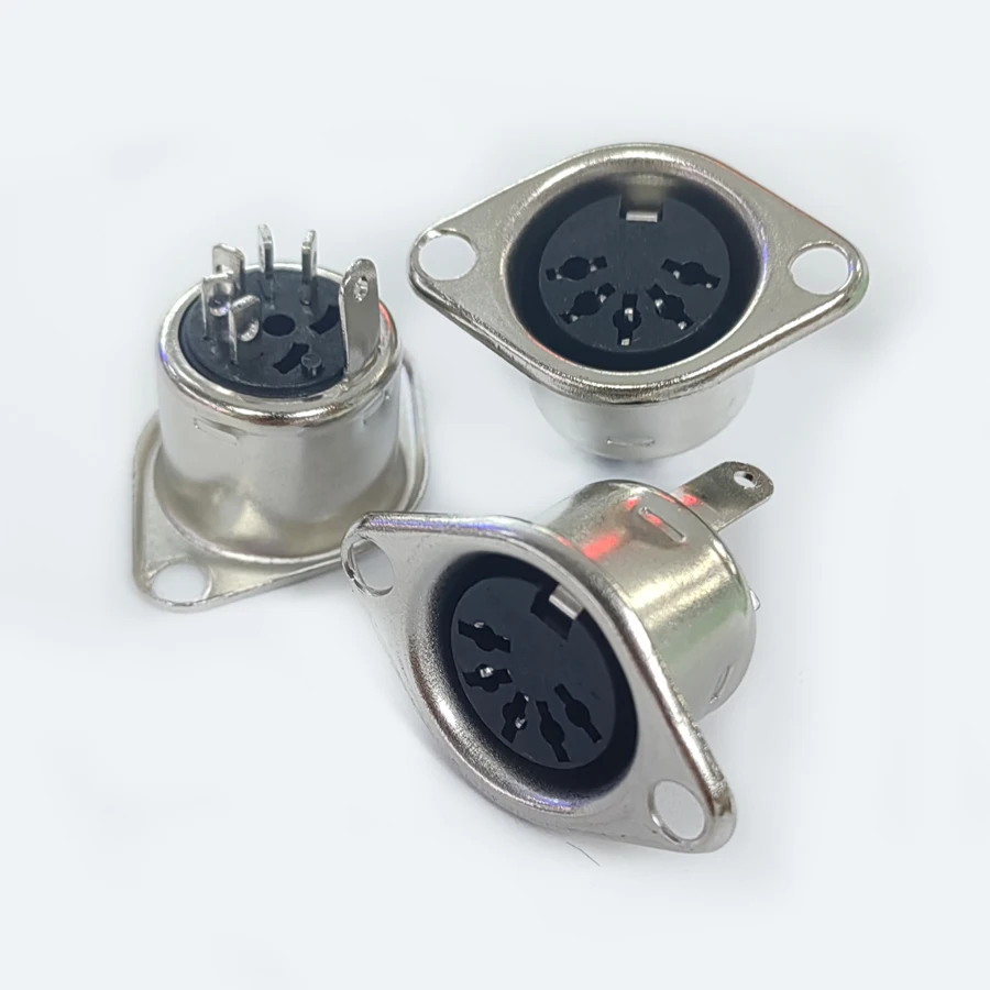 20pcs/Lot Big S Terminal DIN5/DIN Female Socket/Jack  Connector 5P/5Pin Panel Mount Solder-Type With Ear