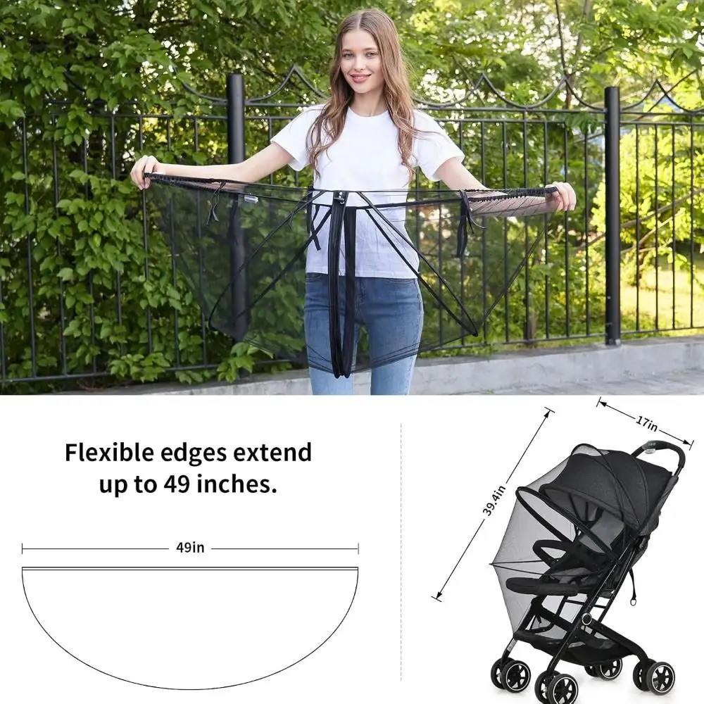 High Quality Breathable Mesh Stroller Mosquito Net Full Coverage Universal Cart Insect Netting with Zipper Bug Cover Children