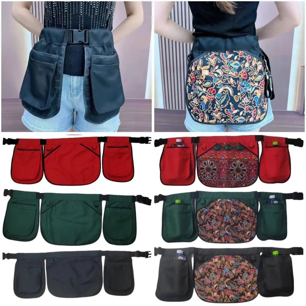 Ethnic Pattern Portable Waist Bag Waterproof Large-capacity Adjustable Belt Apron Polyester Stain-resistant