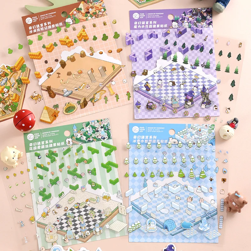 Fantasy Maze Anime Sticker Adventure Cartoon Scenery Sticker Kids Creative Learning Interactive Game for Children's Development