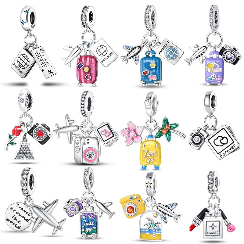 

Charms 925 Silver Leisure Travel Theme Series Pendant For 3mm Original Bracelet Necklace Birthday DIY Exquisite Jewelry Gift