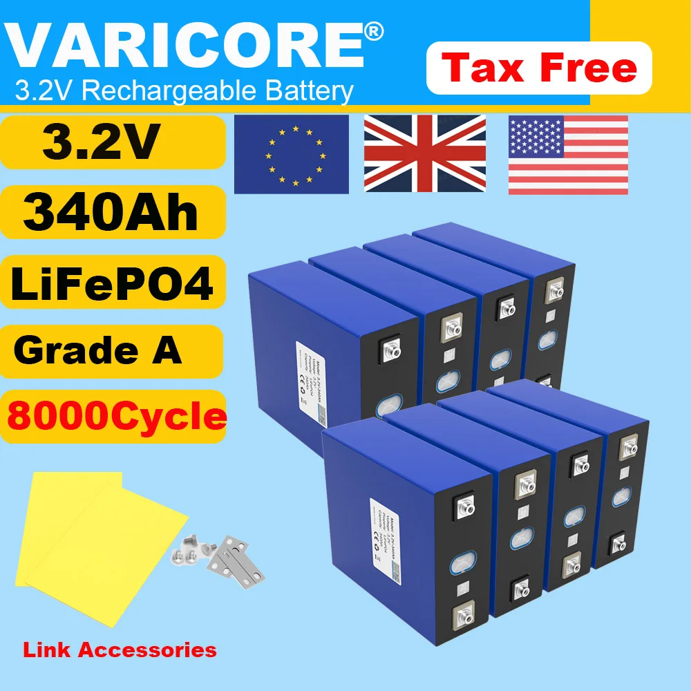 

4-48 шт. VariCore 3,2 В 340 Ач Lifepo4 аккумуляторная батарея литий-железо-фосфатная для путешествий солнечная батарея RV 12 В 24 В 36 В без налога