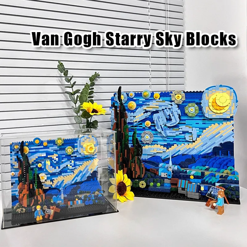 Creative Art Famous Paintings, Starry Night Building Blocks Set, Construction Educational Magic Toys, Party Home Decoration, Bir