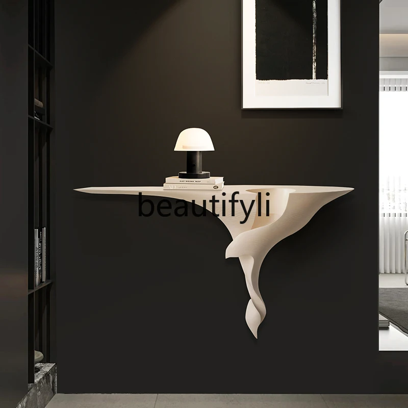 

Modern personalized art special-shaped entrance entrance table Solid wood strip case Extremely narrow entrance table