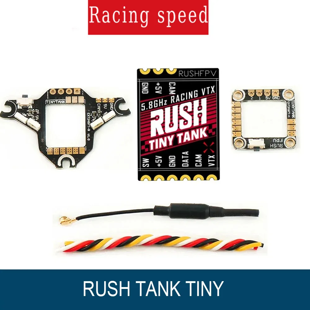 เครื่องส่งสัญญาณ RUSH TINY TANK VTX 48CH 350mW รองรับไฟ 5V พร้อมบอร์ดขยาย LED สำหรับเครื่องส่งสัญญาณ FPV สำหรับรถแข่ง FPV รุ่น Toothpick Whoop