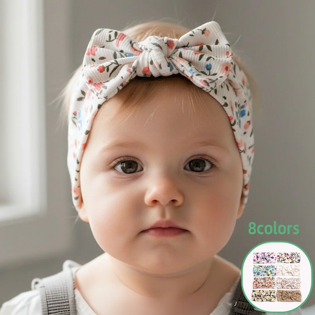 

16 шт./компл. повязка на голову для новорожденных девочек, эластичный вязаный детский тюрбан, детские бантики, мягкий нейлон, детские головные уборы, аксессуары для волос
