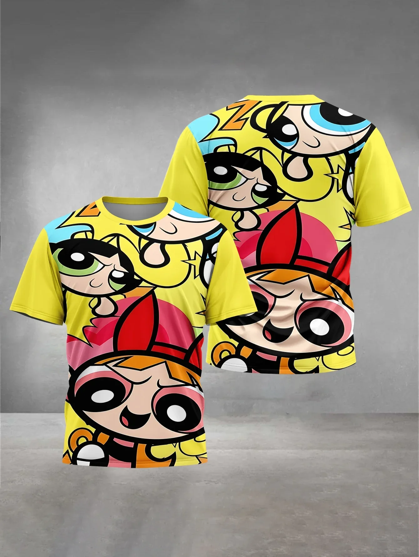 

Summer children's Powerpuff Girls 3D pattern printed boys and girls casual, fashionable and versatile short-sleeved tops