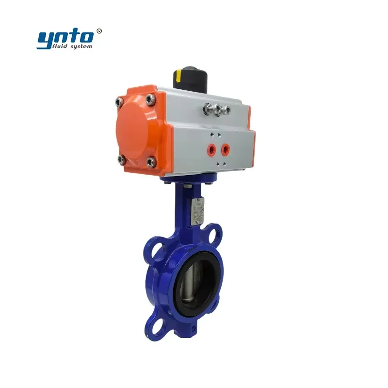 Válvula borboleta atuadora pneumática industrial 3 4 6 Polegada controle de fluxo ferro dúctil ss wafer com estrutura esférica