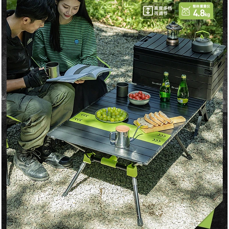 90x60cm ALOCS Outdoor Folding Camping Table Desk Aluminium Alloy Compact with Carry Bag For Barbecue Picnic