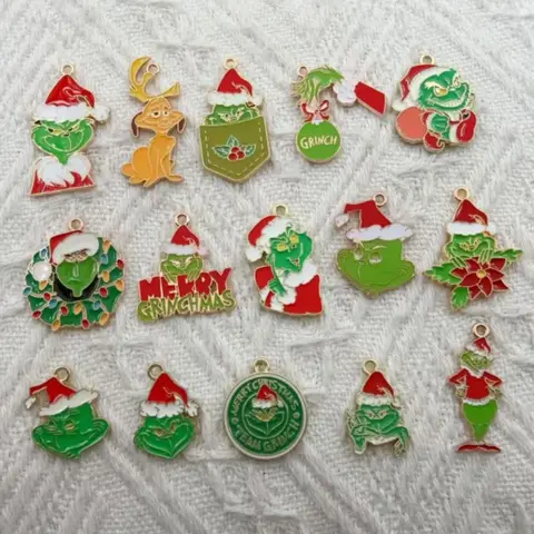 10pcs Christmas cartoon pendant, DIY jewelry making earrings, keychains, accessories