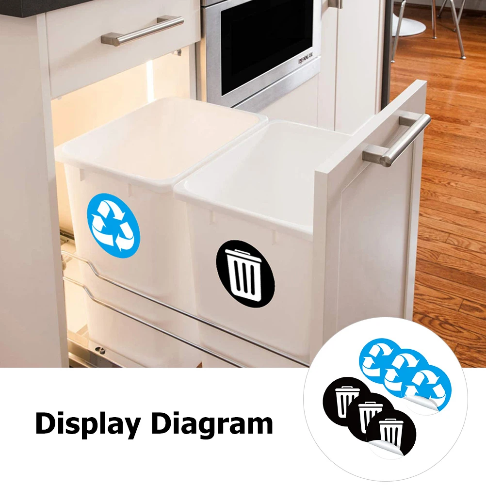 Garbage Classification Label Waste Sorting Stickers Tag Applique Container Decals Pvc Reminding Trash Can