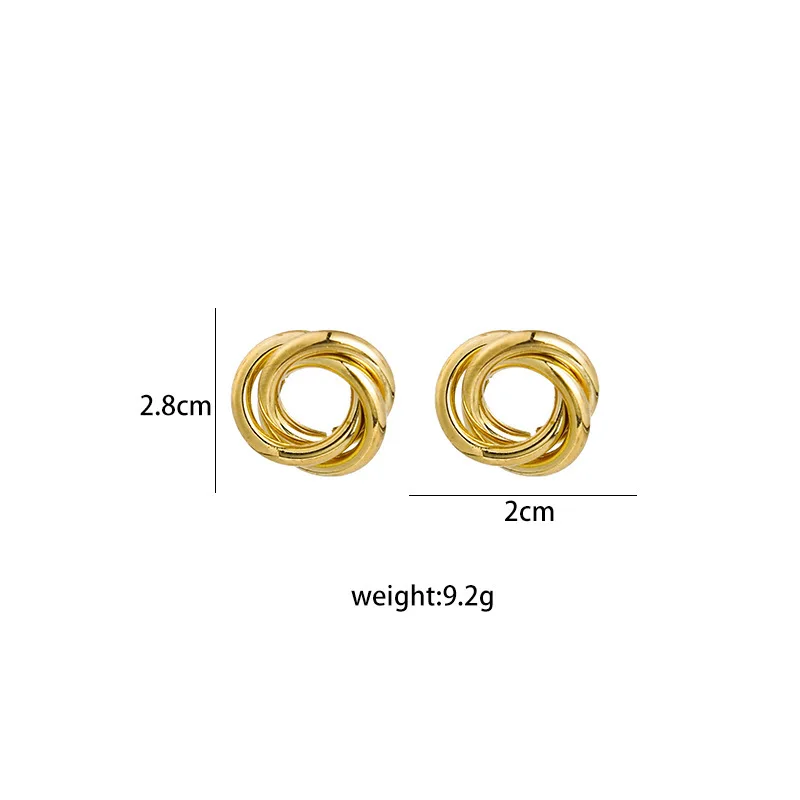 أقراط صغيرة ملتوية للنساء لون ذهبي روك بسيط لامع هندسة معدنية عقدة القرط مجوهرات الحفلات فتاة هدية