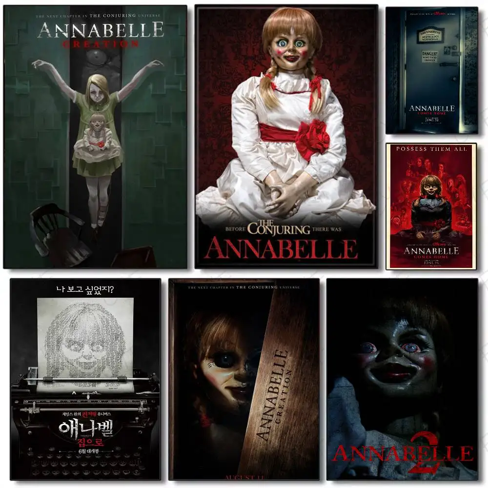 Póster de película de terror annabelle, arte HD, pared adhesiva, impermeable, hogar, sala de estar, dormitorio, bar, decoración estética