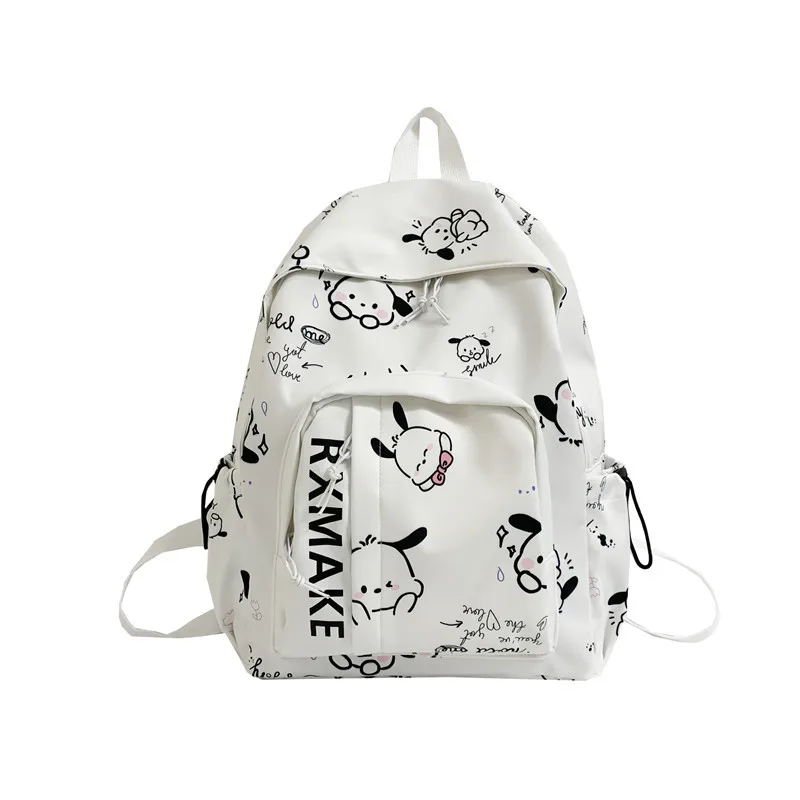 Sanrio pacha Dog กระเป๋าเป้สะพายหลังพิมพ์ลายกราฟฟิตี้ใหม่สำหรับผู้หญิงนักเรียนแฟชั่นกระเป๋านักเรียนลำลอง