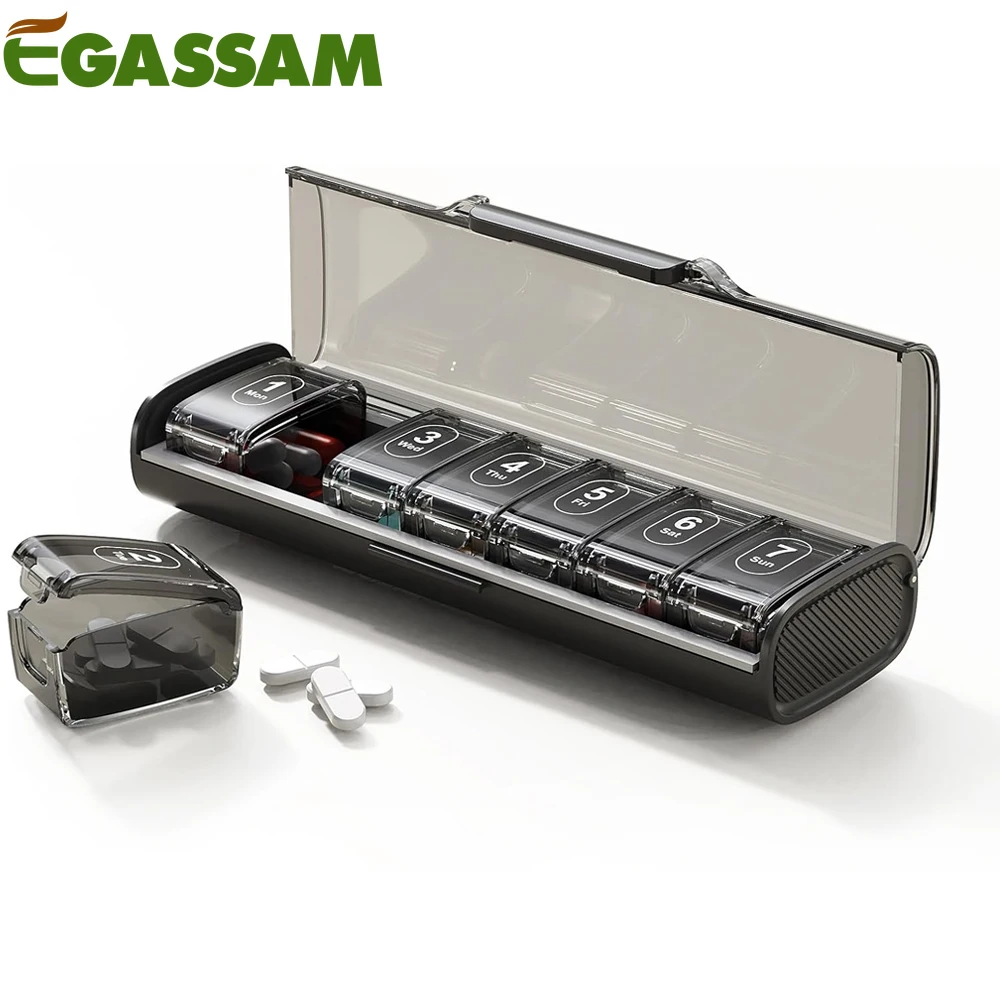 

1Pcs Weekly Pill Organizer, BPA Free Travel 7 Day Pill Box Case Large Compartment to Hold Vitamins, Cod Liver Oil, Supplements