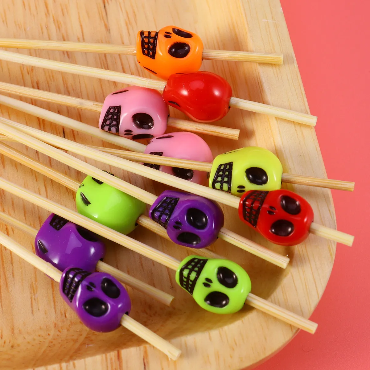 100Pcs Handmade Bamboo Fruit Picks Cocktail Sticks with Unique Shapes for Bar Ktv Home Entertainment Appetizers Sandwiches Mini