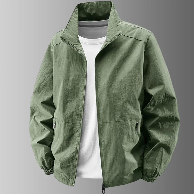 Herren Stehkragen-Jacke Frühling Atmungsaktiv Leicht Knitterfrei Windbreaker Outdoor Sport Freizeit Schnelltrocknende Arbeitsjacken – Detail 8