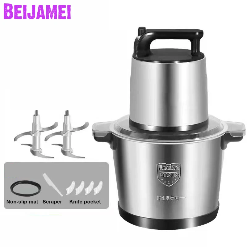 

BEIJAMEI 10L 6L Kitchen Pepper Food Chopper Mincer Machine Commercial Meat Grinder Electric Vegetable Blender Mixer Grinding