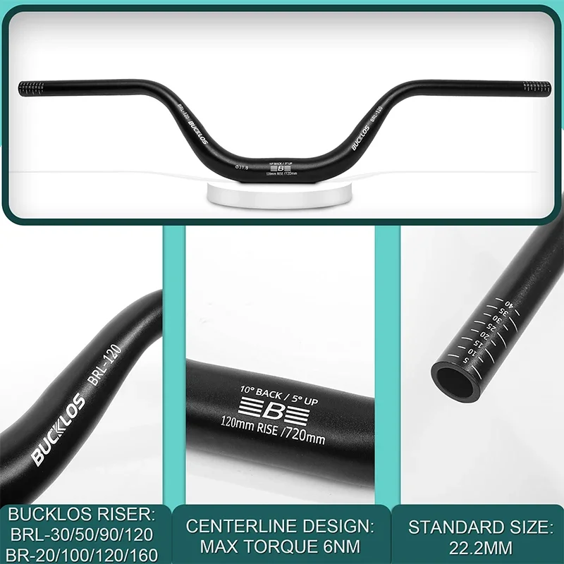 BUCKLOS Mountain Bike Handlebar 31.8mm 720mm 780mm MTB Riser Handlebar Rise 30/50/90/120mm Aluminum Alloy Handelbar Bike Parts