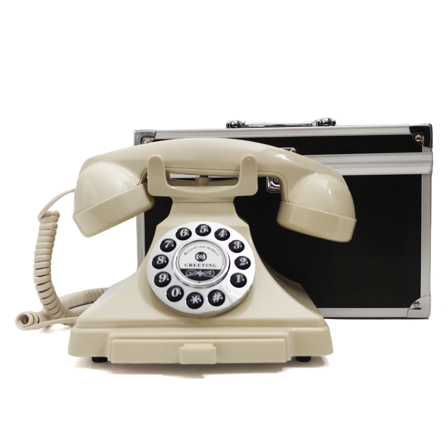 Hochzeits-Telefon-Audio-Gästebuch im Retro-Stil, Drehbarer Antiker Telefon-Gästebuch mit Sprachaufnahmefunktion für Hochzeitsfeiern – Detail 7