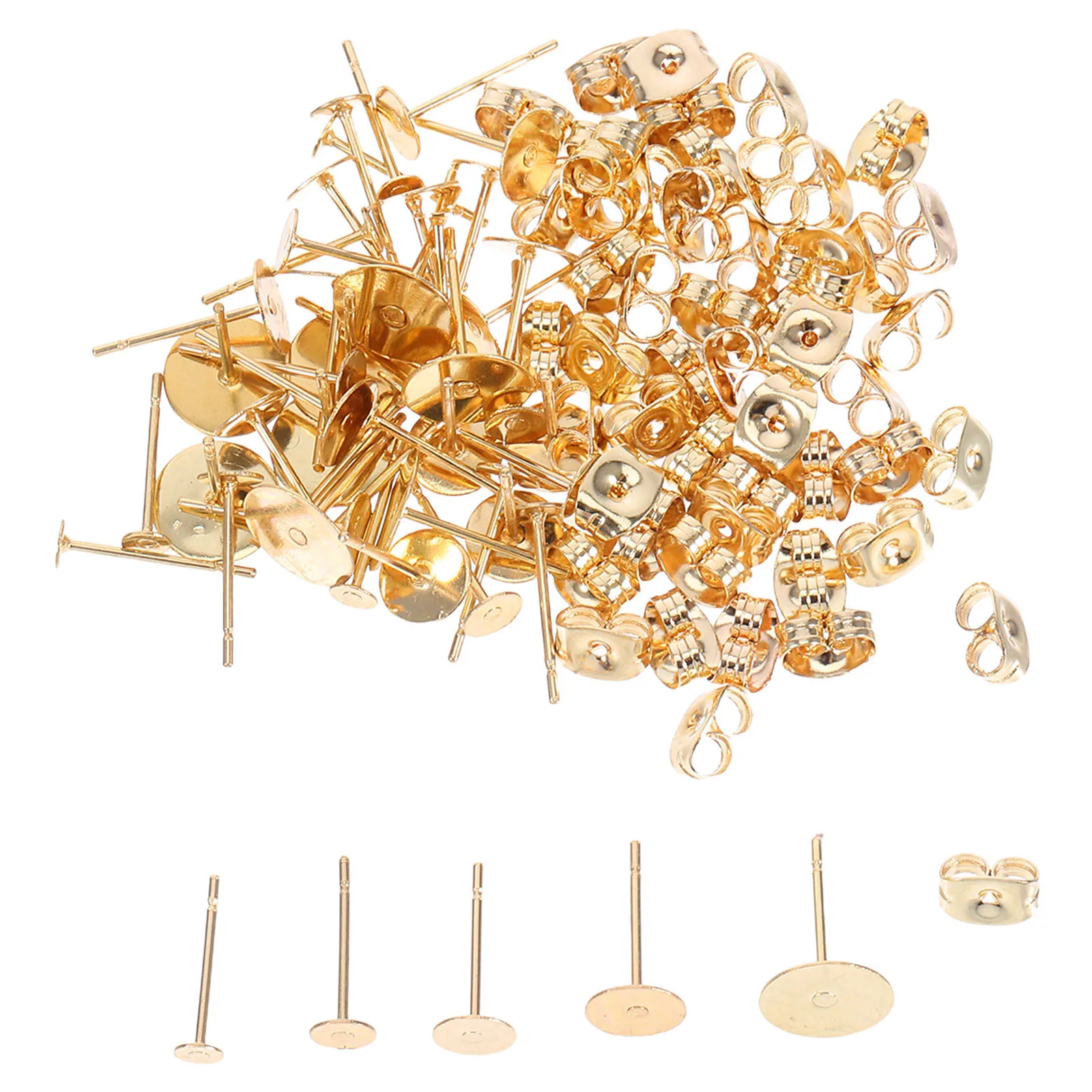 

50Set Stainless Steel Earring Posts Flat Round DIY Jewelry Making Accessories Minimalist Design Secure Base Earrings Crafting