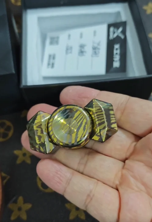 USED EDC X Studio Titanium Gold Tiger Pattern Diamond Top EDC Stress Relief Toy