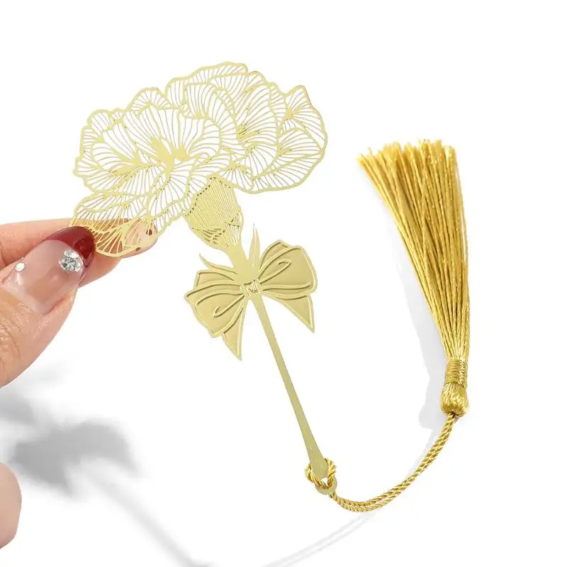 Chinese Style Handmade Book Mark Golden Lotus Sunflower Bookmarks Reading Marker for Book Lover Gifts for Friend
