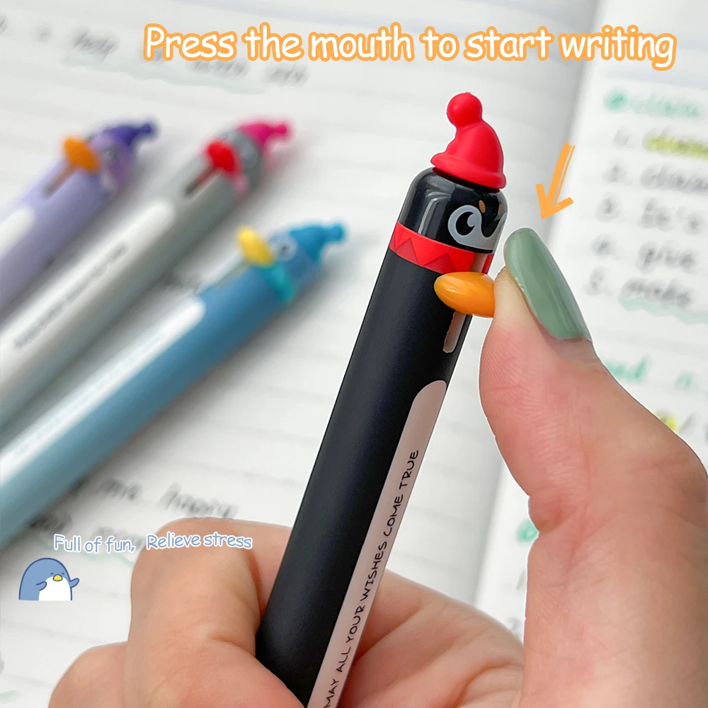 4 Pack Cute Cartoon Penguin Gel Pen 0.5mm Fun Quick Dry Pen